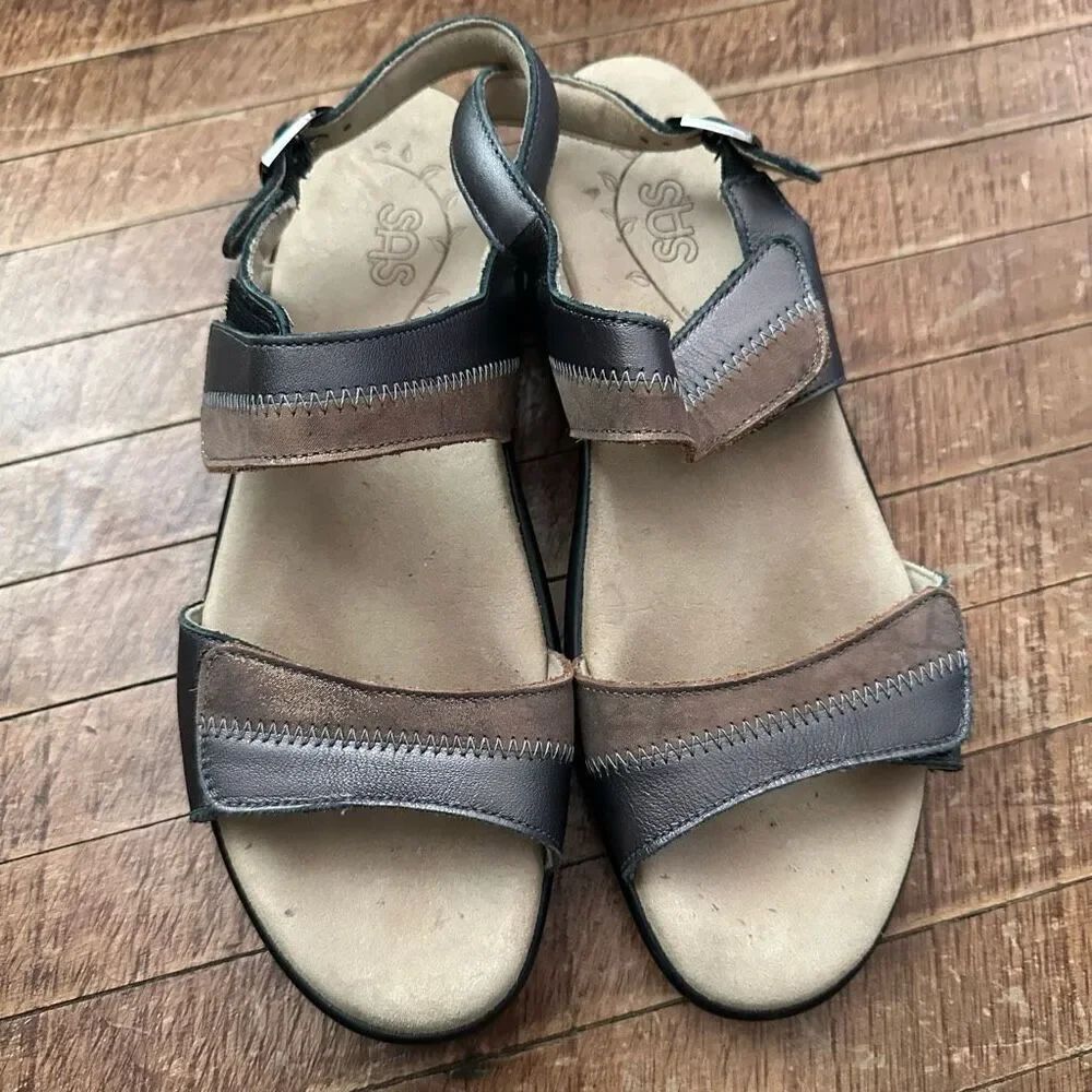SAS strappy gray copper ortho sling back contour 8.5 sandals